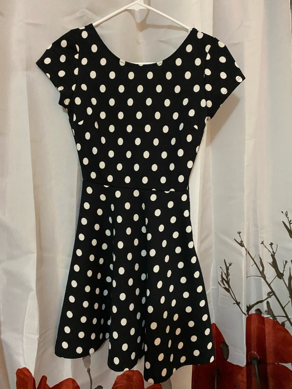 love...ady Black & White Polka Dot Fit-Flare Mini Dress